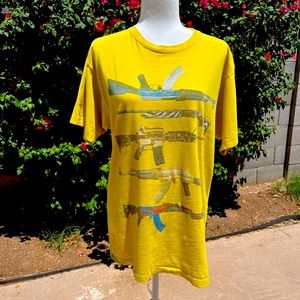 Shmack for the Professional Baller Yellow Gun Print Shirt Size Large
